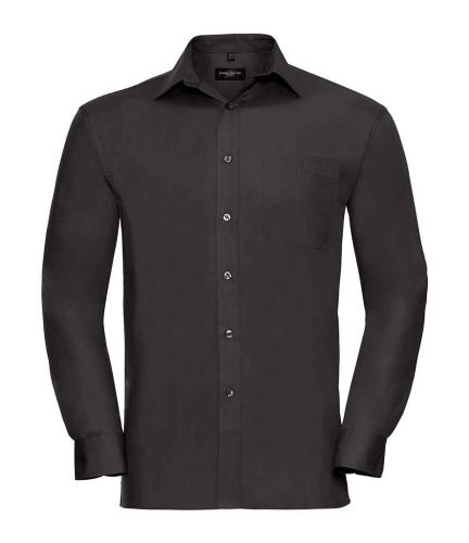 Russell Cot/Poplin L/S Shirt - Black - 3XL